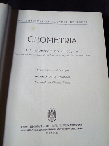 Geometría, Por J.e. Thompson. U.t.e.h.a. 1951