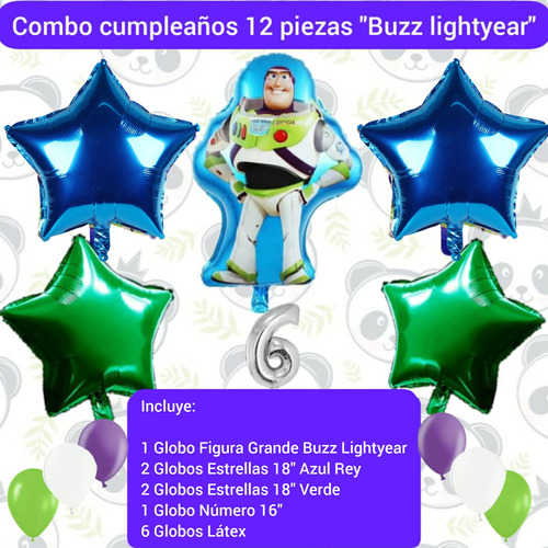Set 12 Globos Decoración Cumpleaños Buzz Lightyear Toy Story