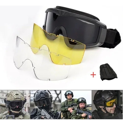 Gafas Militares Tactico Careta Gotcha Airsoft + Estuche Or A