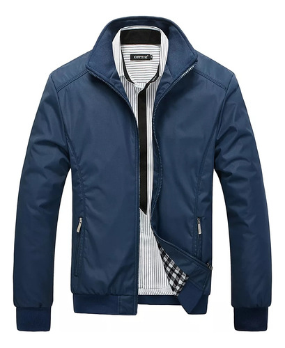 Chaqueta Cortavientos Ligera Informal Con Cuello Levantado Para Hombre