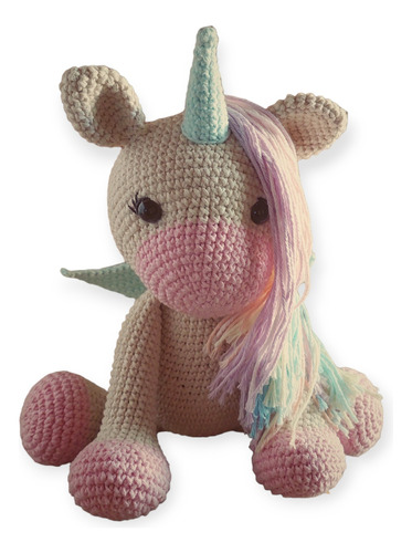 Amigurumi Unicornio Multicolor Muñeco Tejido A Crochet 
