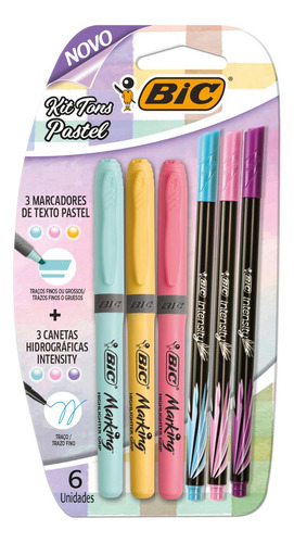 Kit Tons Pastel Bic Resaltadores + Microfibras X6 Marcadores Microfibras Arte Dibujo Lettering Journaling