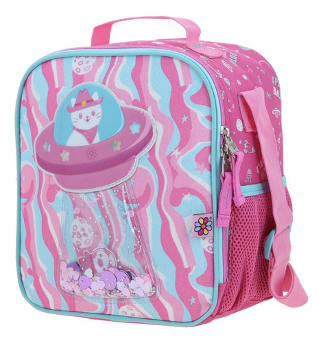 Mochila En Kit Con Ruedas Kinder Chenson Gato Hg70162-p Rosa Chicle Gato Space