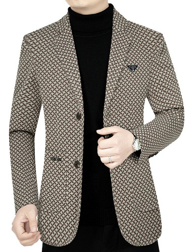 Blazer Casual De Negocios A Cuadros Para Hombre 2024