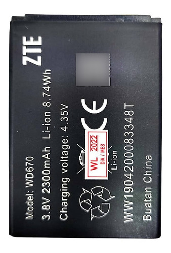 Bateria Pila Wi-pod Zte Wd670 2300mah 3.8v