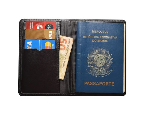 Porta Passaporte Couro Legítimo Carteira Porta Cartão