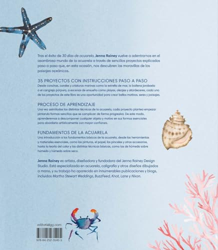 30 Días De Acuarela Motivos Marinos: , De Jenna Rainey., Vol. 1. Editorial Editorial Gg, Tapa Pasta Blanda, Edición 1 En Español, 2024