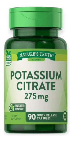 Potasio Citrato 275 Mg 90 Capsulas - Nature's Truth Sabor Sin Sabor