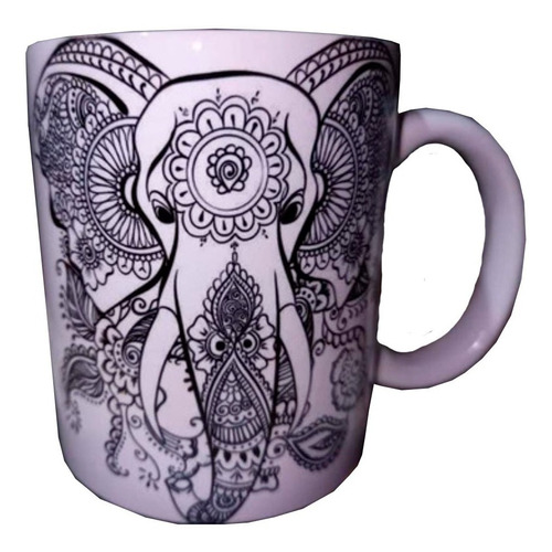  Mandala Elefante  Taza Clásica 