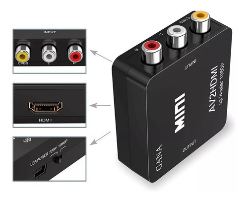Adaptador Conversor Av Rca Análogo A Hdmi Digital