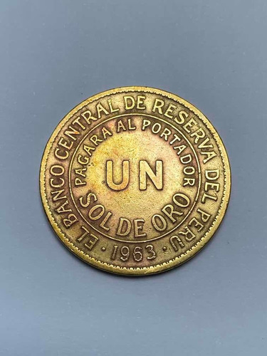 Moneda De Un Sol De Oro De Latón Del Año 1963