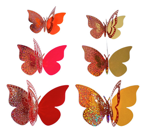 X6u Mariposa Holográfica Doble Adhesiva Efecto 3d