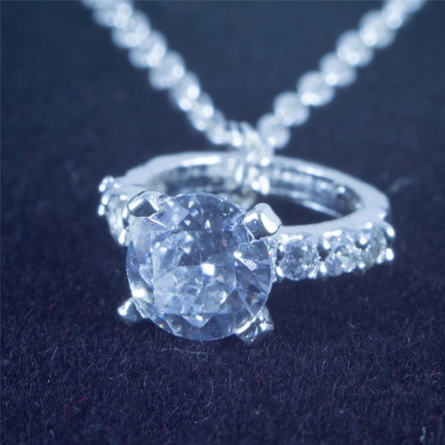 Imagen 2 de 7 de Collar Anillo De Compromiso Plata Fina .925 Con Zirconia