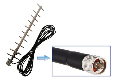 Antena Yagi Conector N Amplif Repetidor Telcel 4g Cable 15mt