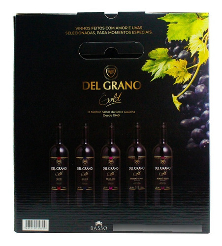 Imagem 3 de 4 de Kit Vinho Tinto Del Grano Gold Suave 750ml + 2 Taças Vidro