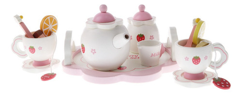 Li Juego De Té De La Tarde De Madera Con Temática De Fresas