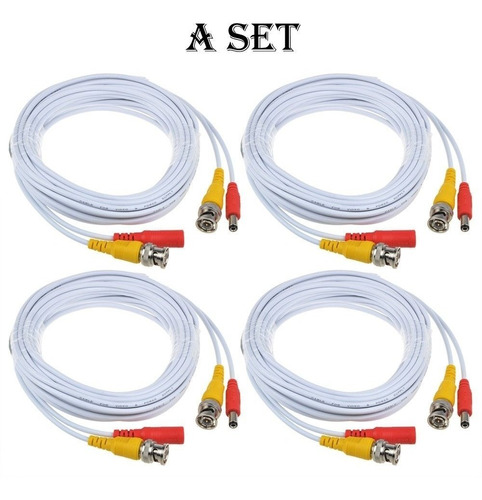 4pcs 25ft Bnc Video Y Cable Cable Cable Conector Para Cámara