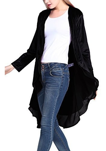 Urban Coco Mujer Long Sleeve Velvet Cardigan Coat Con 42a7a