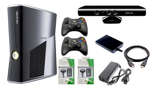 Xbox 360 Slim 5.0 + Disco Duro 250gb 100j+ Controles+ Kinect (Reacondicionado)