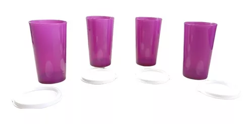 Vasos Decoret con Tapa Rosa Set 4 Tupperware