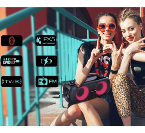 Imagen 4 de 5 de Parlante Aiwa Aws200bt Bluetooth 30 W Radiofm Luz Rgb 4 Hrs Color Negro