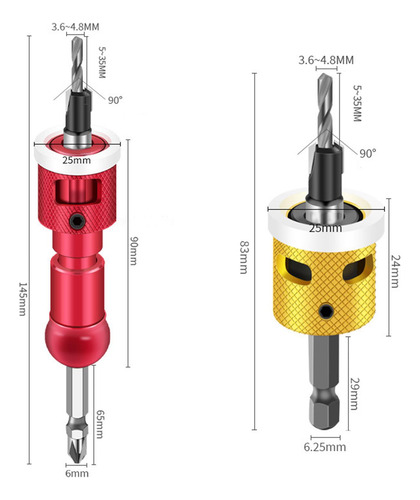 Juego De Brocas Avellanadoras, Accesorio Para Rojo 2,8x8 Mm