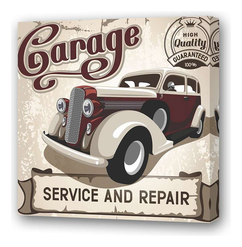 Cuadro 20x20 Cm Vehiculos Garage Service Repair Vintage