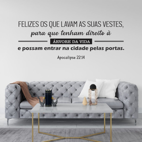 Adesivo Decoração Fé Parede Frase Versículo Apocalipse 22:14