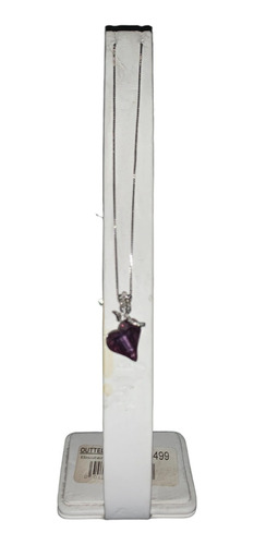 Bisuteria Camila Gargantilla Corazon Morado Con Rosa Plata