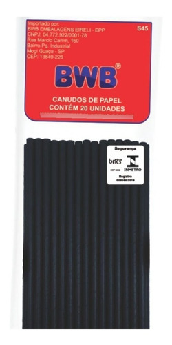 2 Pack Pitillos De Papel Paq. 20und  Bwb 9959 Color Negro