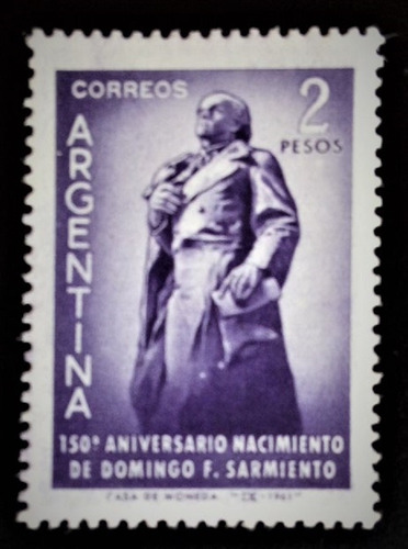 Argentina, Sello Gj 1220 D. Sarmiento Error 1961 Mint L13544
