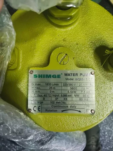 Bomba Sumergible Aguas Negras Shime 7.5 Hp 