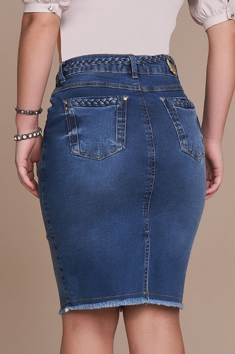 Imagem 3 de 4 de Saia Tradicional Jeans 62cm Titanium - Tt25466