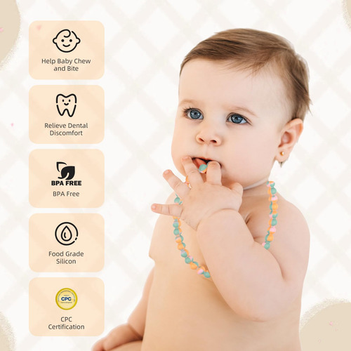 Colar De Dentição Para Bebê, 2 Peças De Colares De