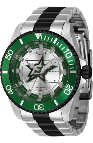 Reloj De Hombre Nhl Dallas Stars De 42 Mm De Cuarzo Plateado