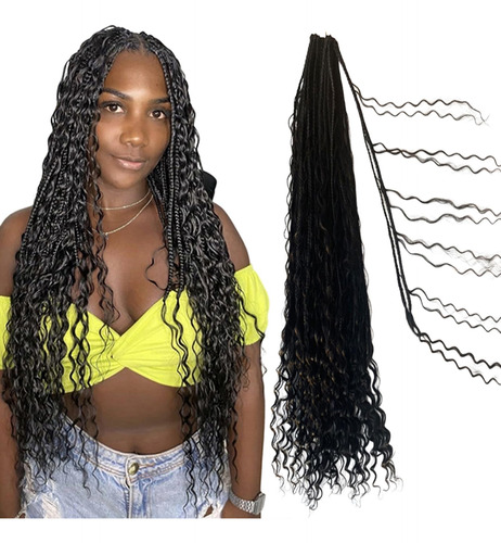 Trenzas Bohemias De Ganchillo Con Rizos De Cabello Humano, E