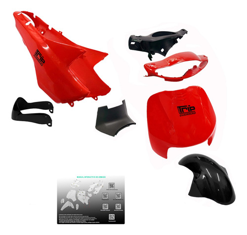 Kit Plasticos Guerrero Trip Tunning Rojo Calcos De Regalo