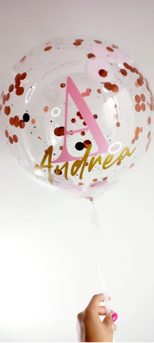 Globo Burbuja Personalizado Con Luz Led Y Confetti