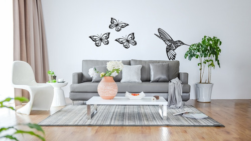 Imagen 2 de 4 de Set Cuatro Mariposas Caladas En Chapa De Hierro Pintadas.