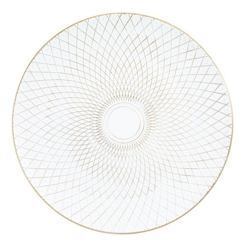 Sousplat Bandeja Branco Estampa De Linhas Dourado 33x33