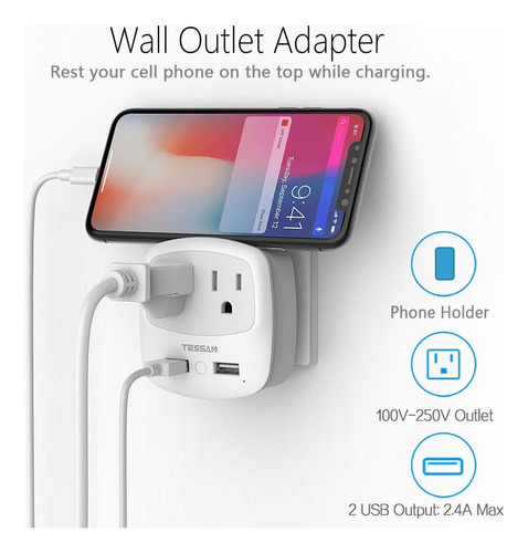 Adaptador De Corriente Alemania Y Francia, Enchufe Tipo...