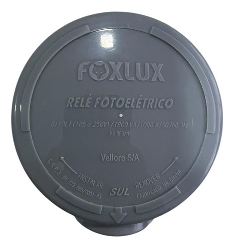 Relé Fotoelétrico C/ Janela Bivolt Cinza - Foxlux 52.05