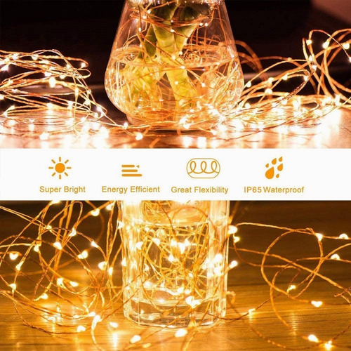 Imagen 2 de 7 de Serie Luces Decorativas Tira Led 10m 100led Control Ip65