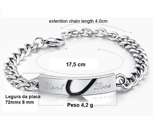 Par De Pulseiras Metade Do Coração De Aço Inoxidável