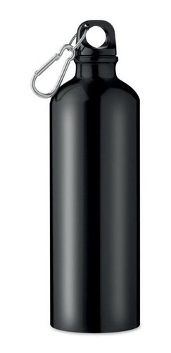 Botella Agua Aluminio Tapa Rosca 1000ml + Gancho Llavero