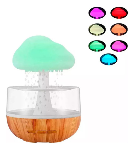 Lámpara Humidificador 2 En 1 De 7 Colores Sonido De Lluvia