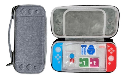 Kit Funda Y Protector Nintendo Switch Color Gris
