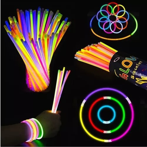 2 Tubos 50 Pulsera Neon Luminosa Glow Fiesta Brazalete Neon