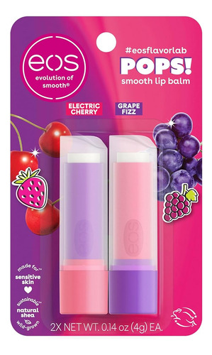 Eos Balsamo Labial Sabor Paleta Cereza Y Uva Paquete 2