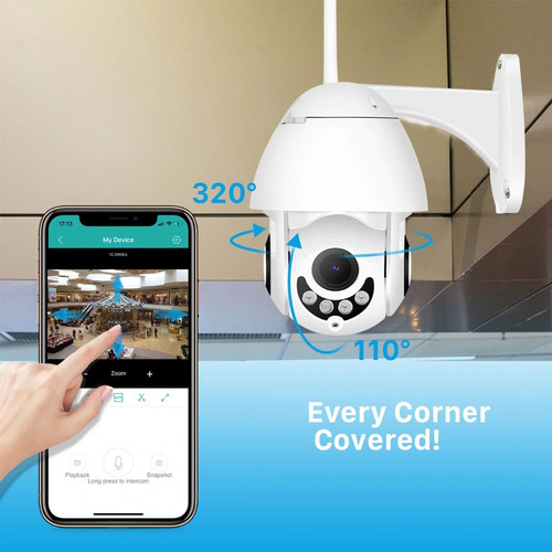 Camara Ip 1080p Fhd Conexion Wifi Ptz Domo 320° De Giro